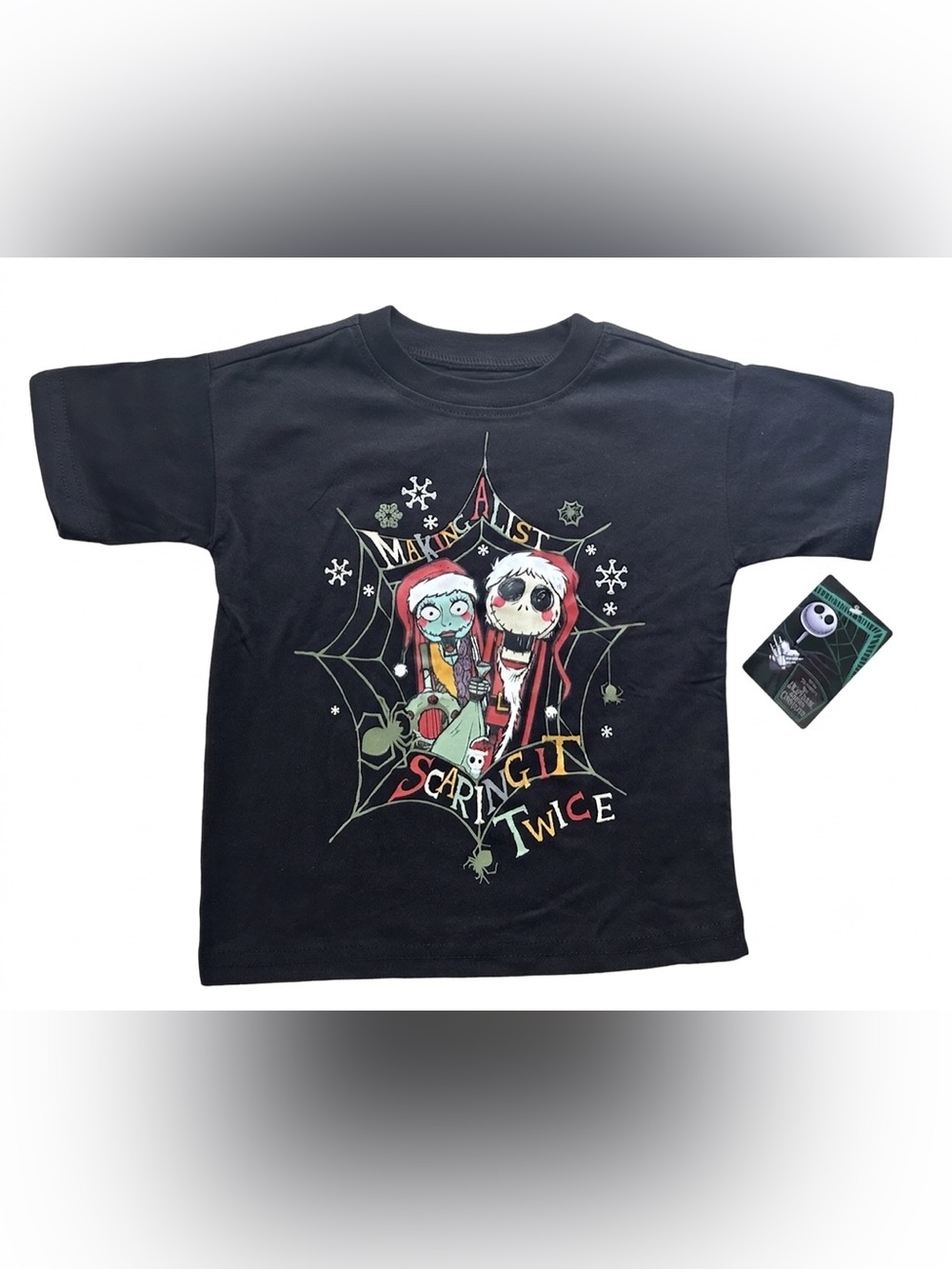 Disney Nightmare Before Christmas Kids Shirt 3/4 Jack Sally Holiday NWT